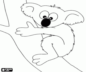 desenho de Coala escalando uma �rvore para colorir