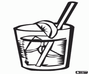 desenho de Copo de limonada ou soda com lim�o pronto para beber para colorir