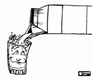 desenho de Copo de vidro cheio com o l�quido de um tetrapack para colorir