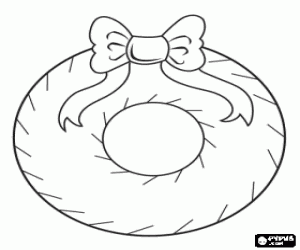 desenho de Coroa de Natal com fita para decorar para colorir
