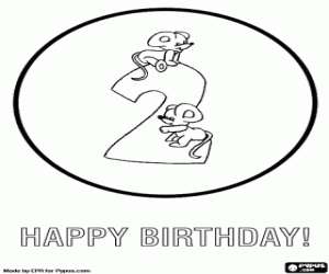 desenho de Crian�as de 2 anos, cart�o de anivers�rio com animais para colorir