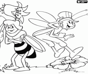 desenho de D. Cassandra com seus bra�os cruzados e Flip saltando para colorir