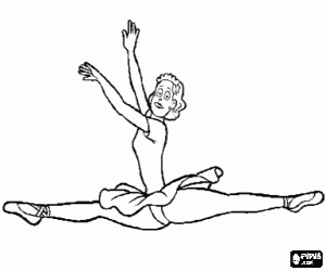 desenho de Dan�arina realizando um salto com as pernas posi��o aberta ou espacate para colorir