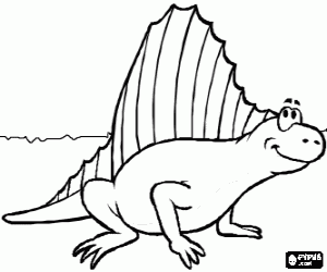desenho de Dimetrodon, r�pteis carn�voros como um mam�fero para colorir