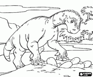desenho de Dinossauro que presta aten��o a seus ovos para colorir
