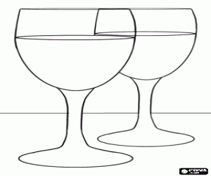 desenho de Dois copos de vinho ou dois copos de �gua para colorir