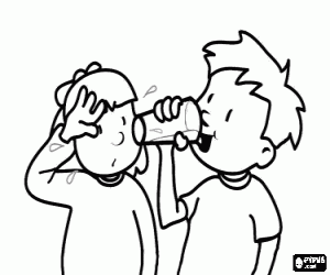 desenho de Duas crian�as aquecidas toma um copo de �gua refrescante  para colorir