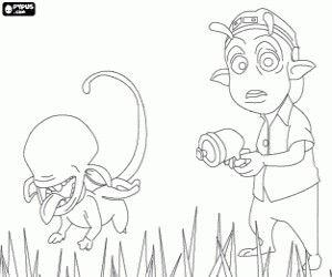 desenho de Eckle obcecado por monstros e alien�genas com o c�o para colorir