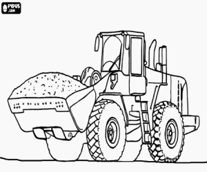 desenho de Escavadeira com uma p� cheia de terra para colorir