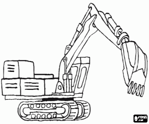 desenho de Escavadeira sobre esteiras grande para colorir