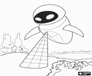 desenho de Eve explorando a Terra para colorir
