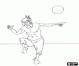 desenho de Fauno na mitologia romana ou P� da mitologia grega. Fauno dan�ando ao luar para colorir