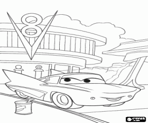 desenho de Flo � o propriet�ria do posto de gasolina e caf� V-8 para colorir