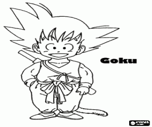 desenho de Goku, um garoto corajoso guerreiro Saiyan pronto para encontrar as Esferas do Drag�o para colorir