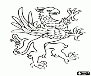 desenho de Grifo � uma criatura voadora muito feroz, metade le�o e metade �guia para colorir