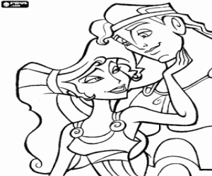 desenho de H�rcules e Meg apaixonados para colorir
