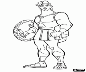 desenho de H�rcules, o filho dos deuses gregos Zeus e Hera, um her�i com a for�a dos deuses para colorir