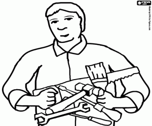 desenho de Homem com todas as suas ferramentas para colorir