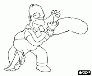 desenho de Homer e Marge Simpson ou Simpsons dan�ando para colorir