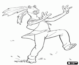 desenho de Jar Jar Binks, habitante anf�bio do planeta Naboo  para colorir