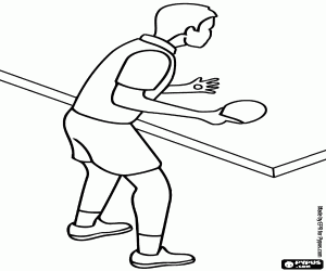 desenho de Jogador de t�nis de mesa para executar um servi�o com a bola na m�o para colorir