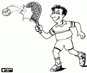 desenho de Jogador de t�nis execu��o de um volley ou voleio para colorir