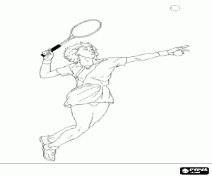 desenho de Jogador de t�nis que  prepara-se para bater um saque para colorir