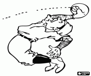 desenho de Jogador para a defesa, tendo a bola no ar para colorir