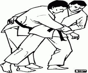 desenho de Jud� - Dois judokas praticando para colorir