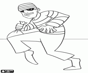 desenho de Ladr�o tenta fugir com o loot para colorir