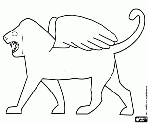 desenho de Le�o alado, uma criatura m�tica para colorir