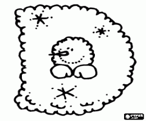 desenho de Letra D com um boneco de neve no interior para colorir