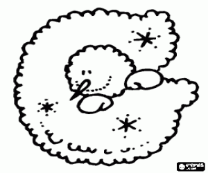 desenho de Letra G com boneco de neve com a cabe�a fora do buraco para colorir