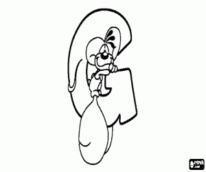 desenho de Letra G com o ratinho travesso para colorir