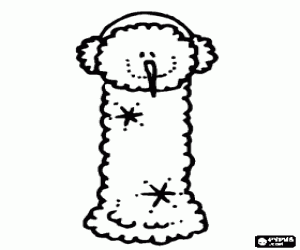 desenho de Letra I com a cabe�a de um boneco de neve com orelheiras para colorir