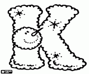 desenho de Letra K e um boneco de neve para colorir