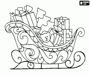 desenho de Lindo tren� de Natal cheio de presentes para colorir