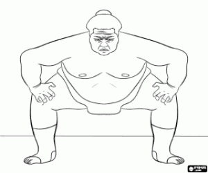 desenho de Lutador de Sumo pronto para o combate, o sum� � um tipo de wrestling para colorir
