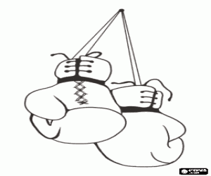 desenho de Luvas de boxe pendurados na parede para colorir