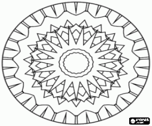 desenho de Mandala circular com estrela ou sol para colorir