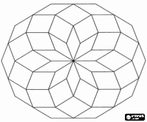 desenho de Mandala elementar com uma estrela em um dec�gono para colorir