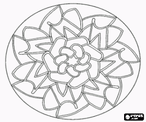 desenho de Mandala em forma de flores dentro de um c�rculo para colorir