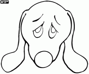 desenho de M�scara de cachorro triste com orelhas longas para colorir