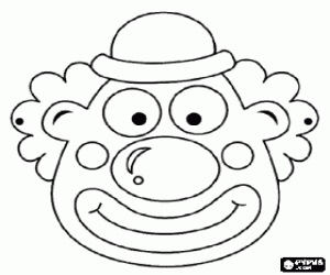desenho de M�scara de palha�o com chap�u pequeno para colorir