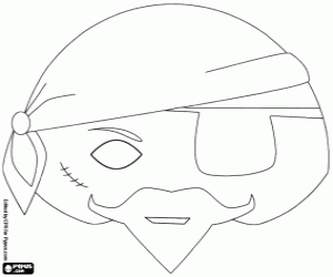 desenho de M�scara de pirata com len�o na cabe�a e um olho coberto para colorir