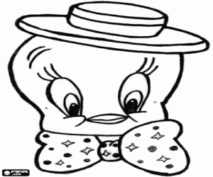 desenho de M�scara de Piu-piu, o pequeno can�rio que Frajola ou Silvester tenta pegar para colorir