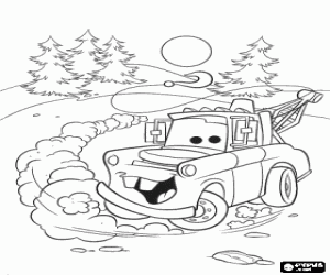 desenho de Mate o guindaste se divertindo para colorir