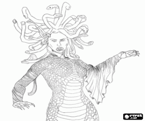 desenho de Medusa, monstro da mitologia grega feminino que virou pedra quem olhou para colorir
