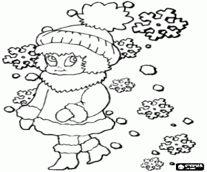 desenho de Menina muito quente para o inverno para colorir