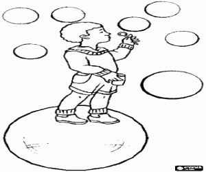 desenho de Menino brincando a fazer bolhas de sab�o para colorir